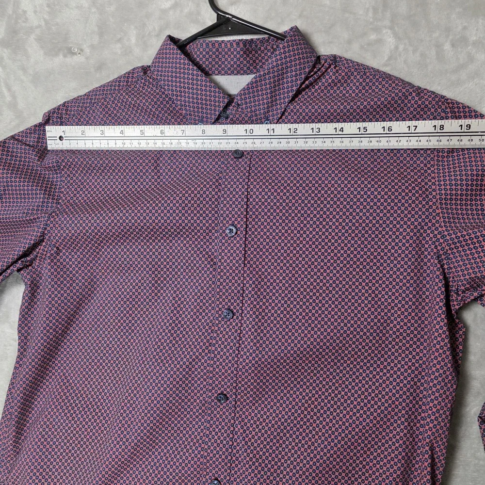 Ben Sherman Button Down Geometric Split Spot Print Mens M Red Navy Office Casual